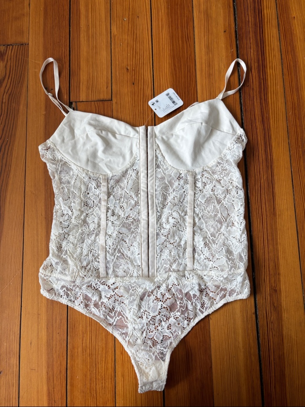Anthropologie Ivory Lace Bustier Bodysuit